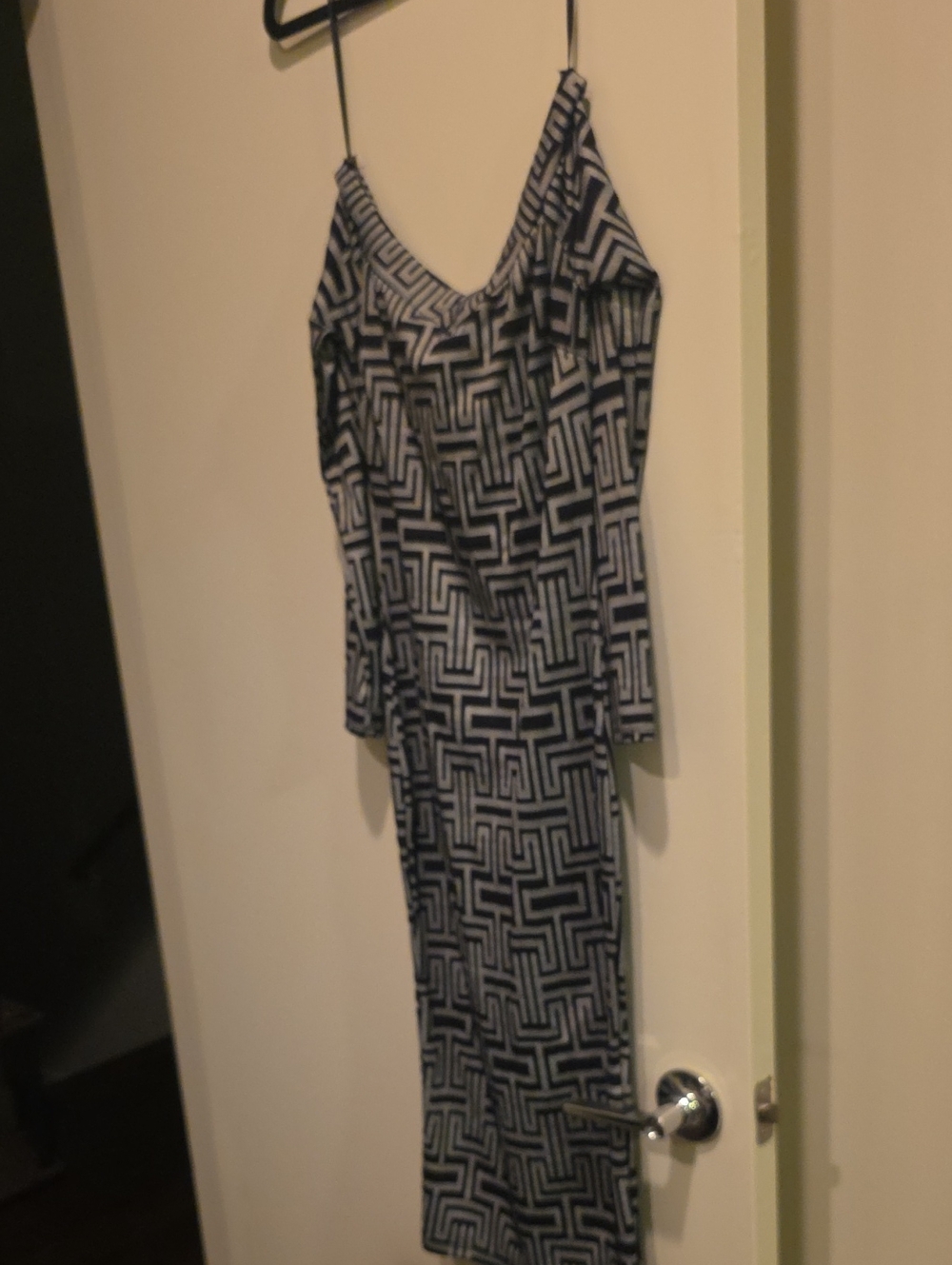 Geometric Print Black and White Slip Dress